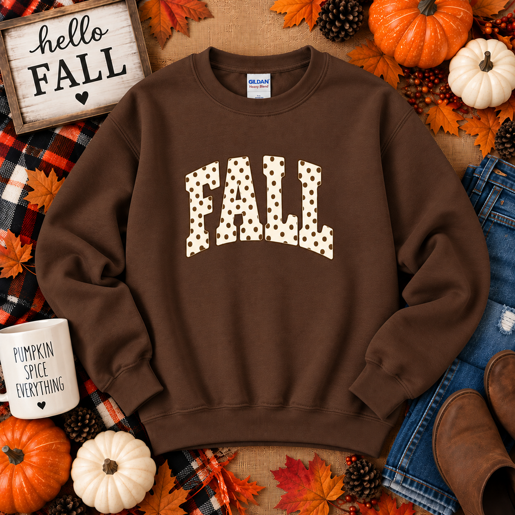 Polka Dot FALL Gildan Crewneck Sweatshirt