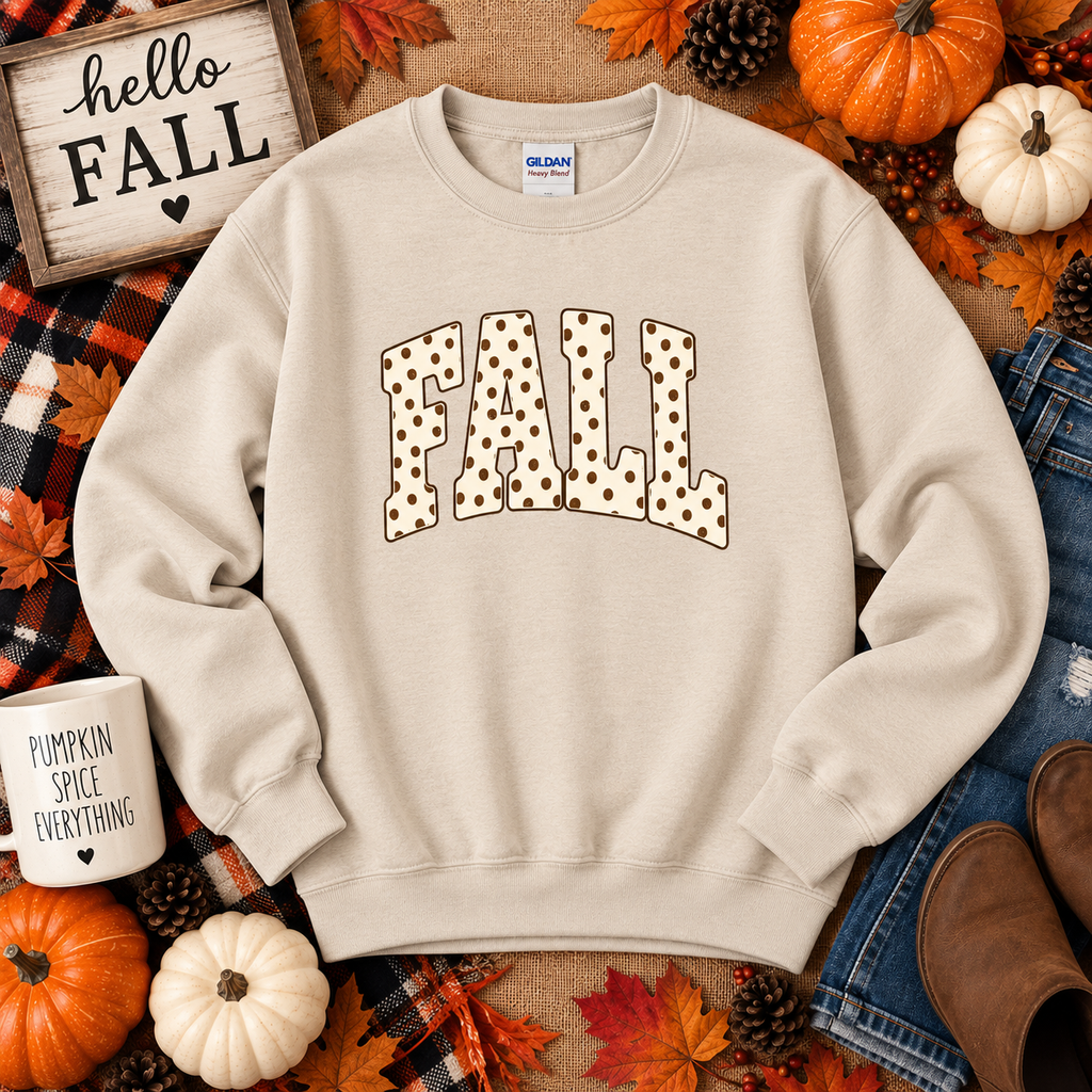 Polka Dot FALL Gildan Crewneck Sweatshirt