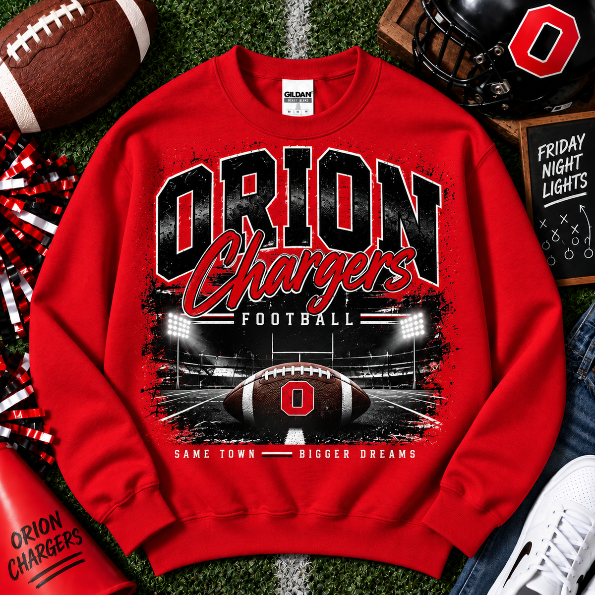 Classic Orion Chargers Football Gildan Crewneck Sweatshirt