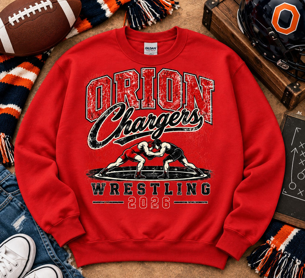 Vintage Orion Chargers Wrestling 2026 Gildan Crewneck Sweatshirt
