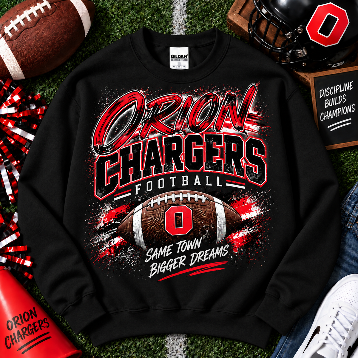 Orion Chargers Football Spirit Gildan Crewneck Sweatshirt