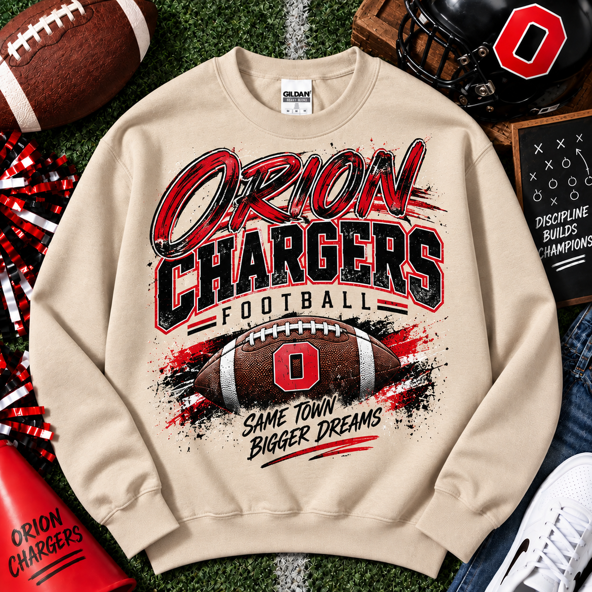 Orion Chargers Football Spirit Gildan Crewneck Sweatshirt