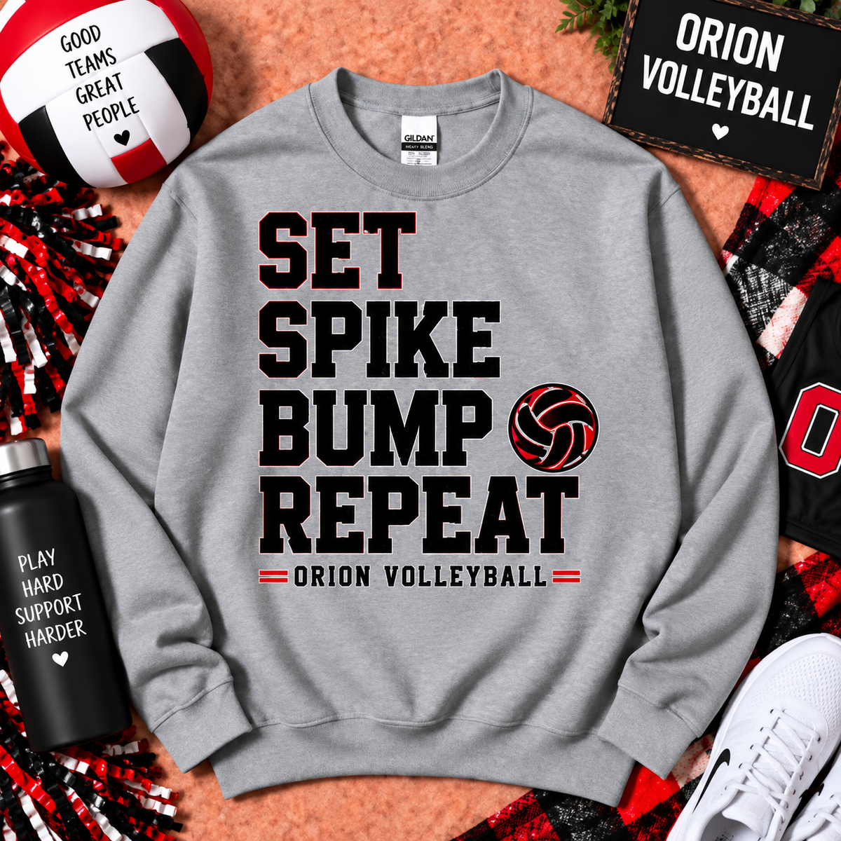 Set Spike Bump Repeat Orion Volleyball Crewneck Sweatshirt
