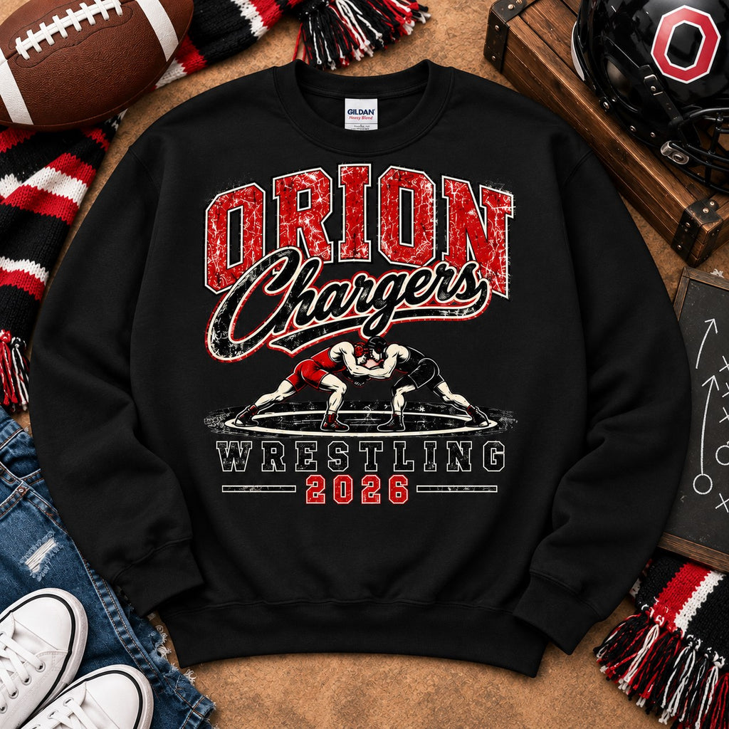 Vintage Orion Chargers Wrestling 2026 Gildan Crewneck Sweatshirt