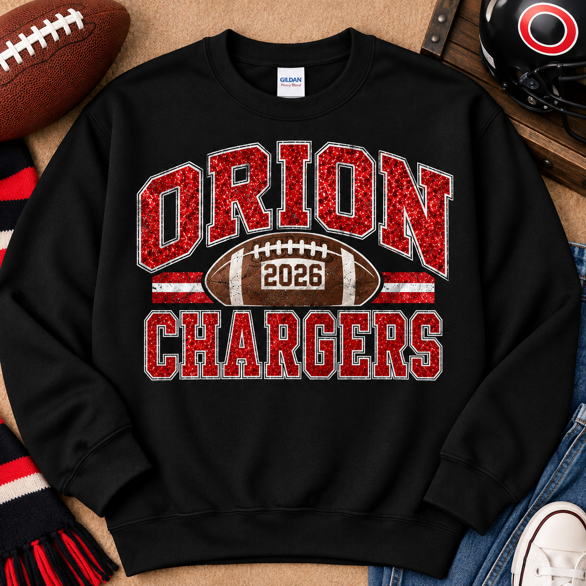 Orion Chargers Football 2026 Gildan Crewneck Sweatshirt