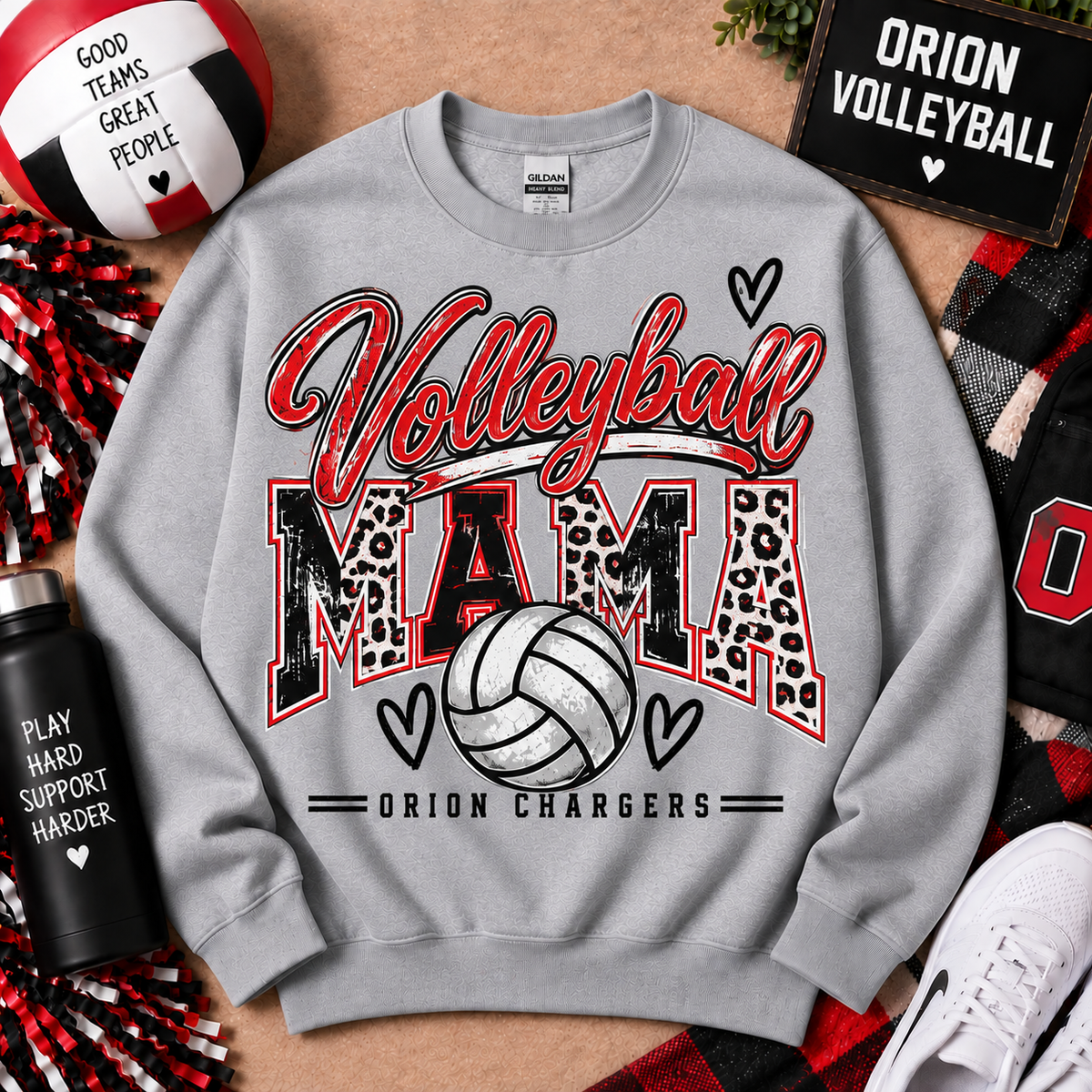 Orion Volleyball Mama Spirit Gildan Crewneck Sweatshirt