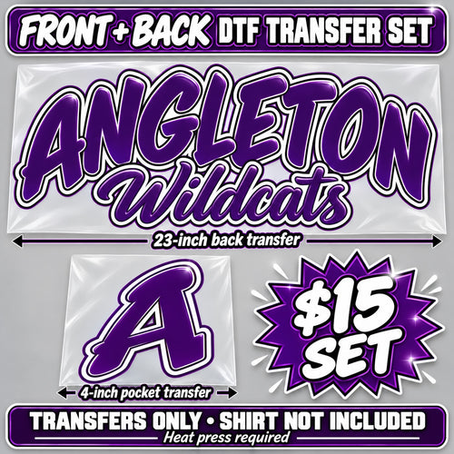 Angleton Wildcats Custom DTF Order