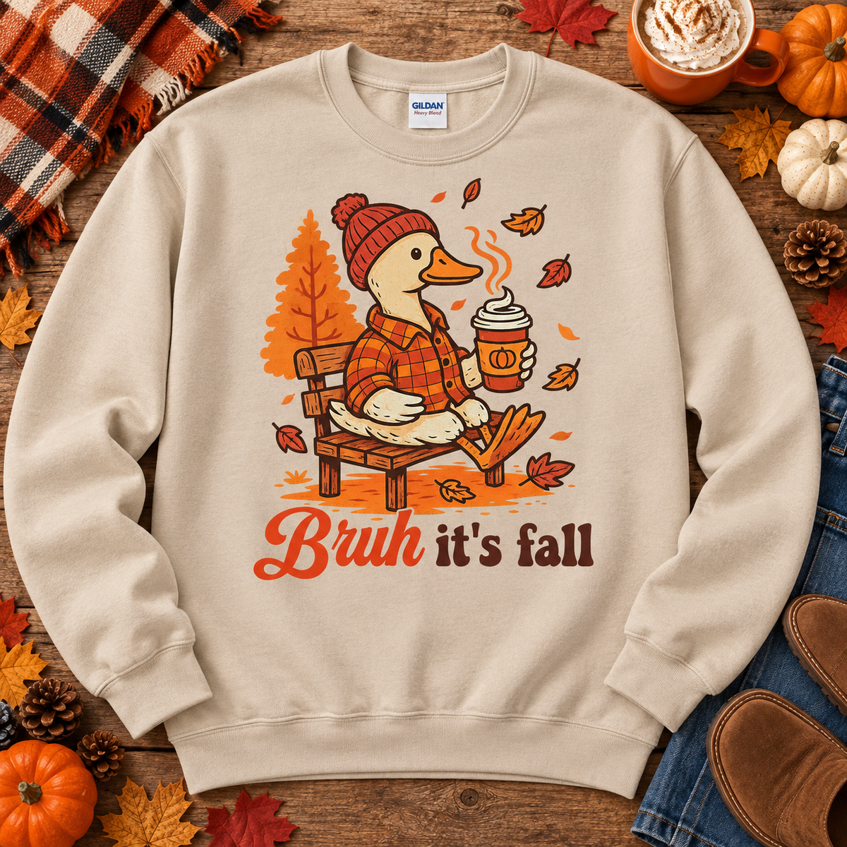 Bruh it's fall duck Sand crewneck