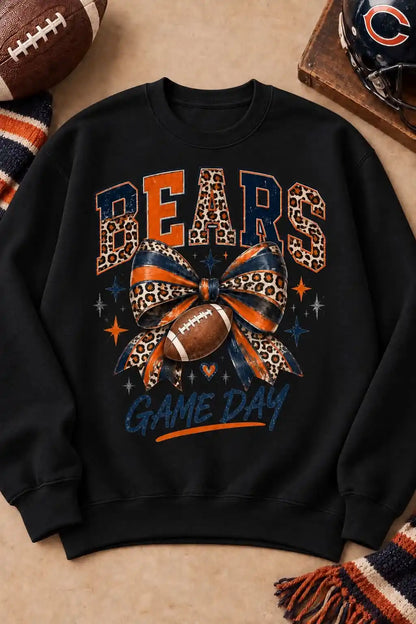 Bear Cheetah Bow Crewneck Sweatshirt