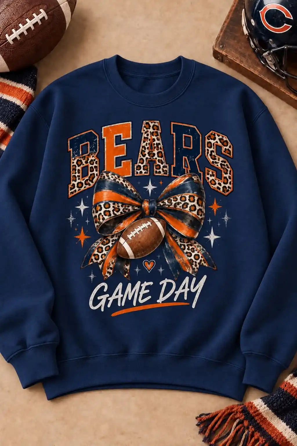 Bear Cheetah Bow Crewneck Sweatshirt
