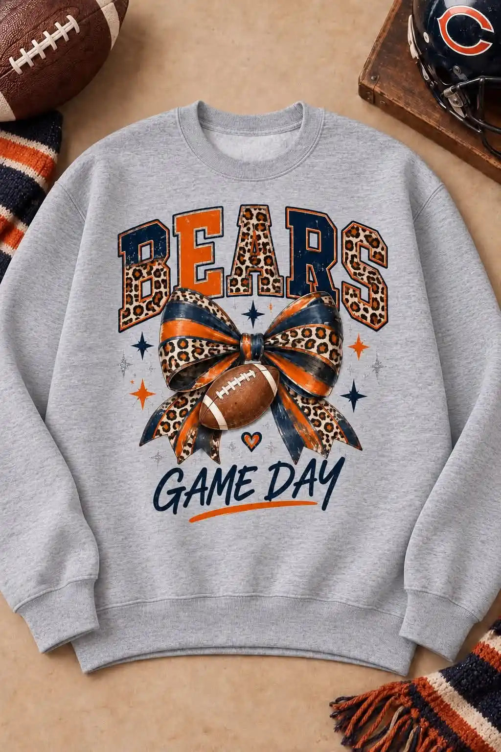 Bear Cheetah Bow Crewneck Sweatshirt