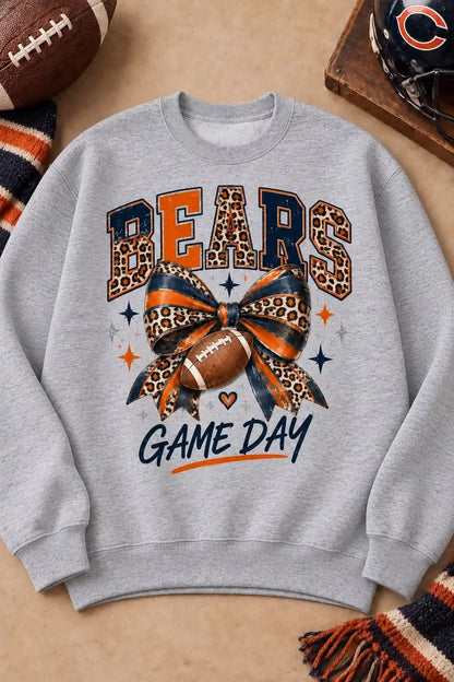 Bear Cheetah Bow Crewneck Sweatshirt