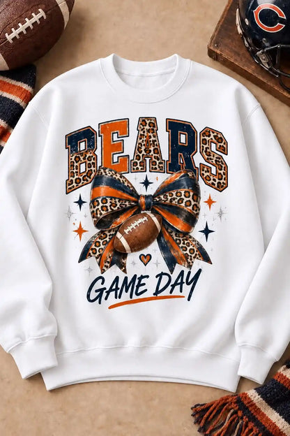 Bear Cheetah Bow Crewneck Sweatshirt