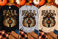 FALL plaid pumpkin bow crewneck sweatshirt in black, gray, and sand