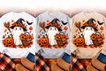 Fall witch ghost Halloween crewneck sweatshirt in white, gray, and sand