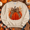Leopard bow pumpkin Sand crewneck