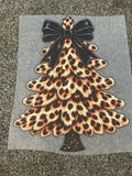 Leopard Christmas Tree with Black Bow DTF Transfer