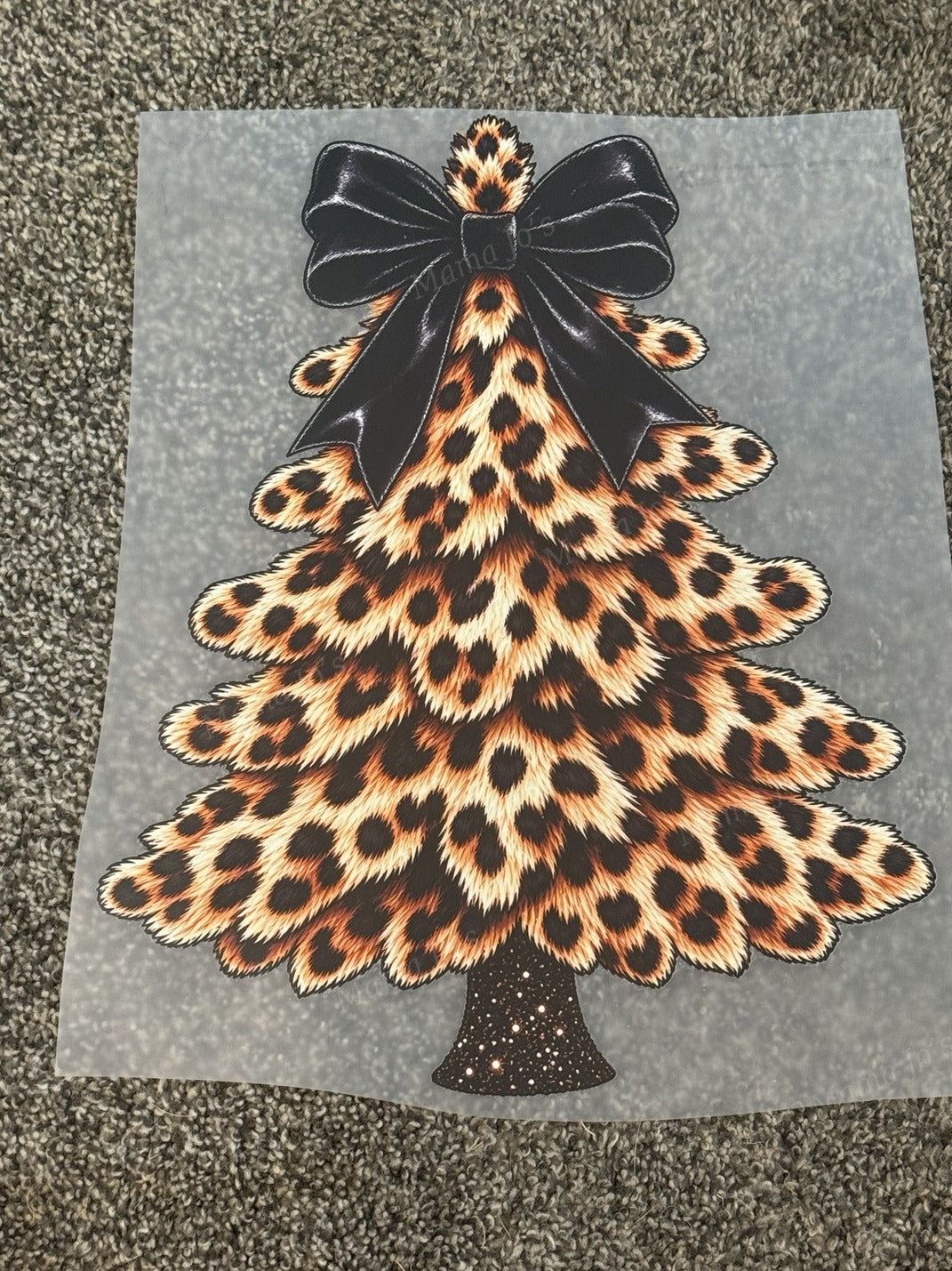 Leopard Christmas Tree with Black Bow DTF Transfer