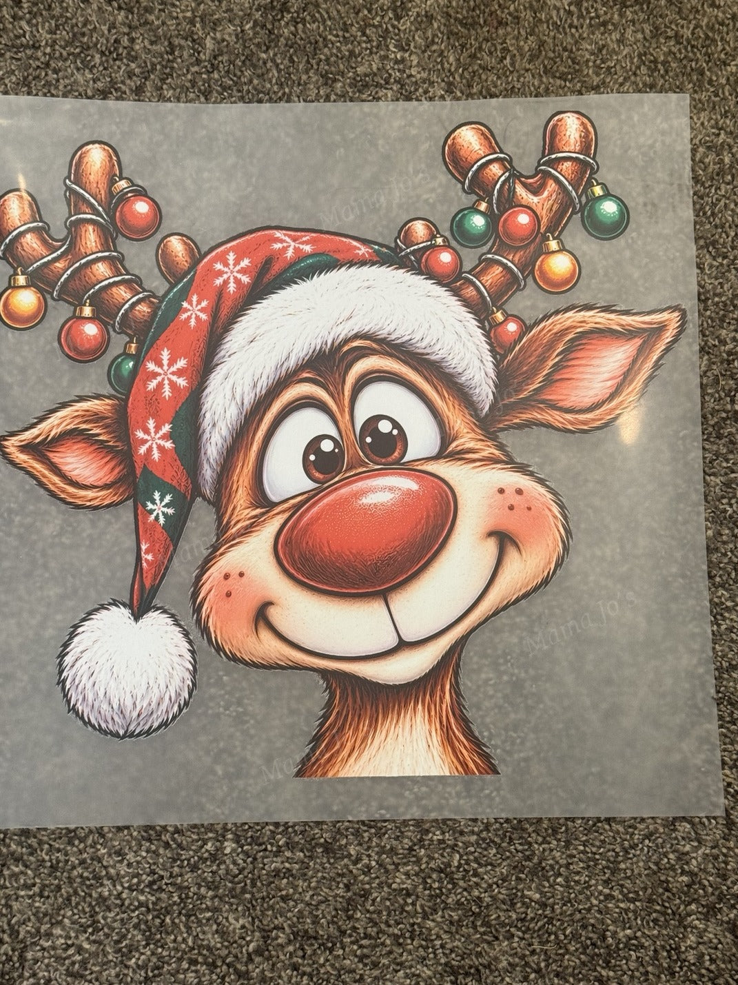 Smiling Christmas Reindeer DTF Transfer