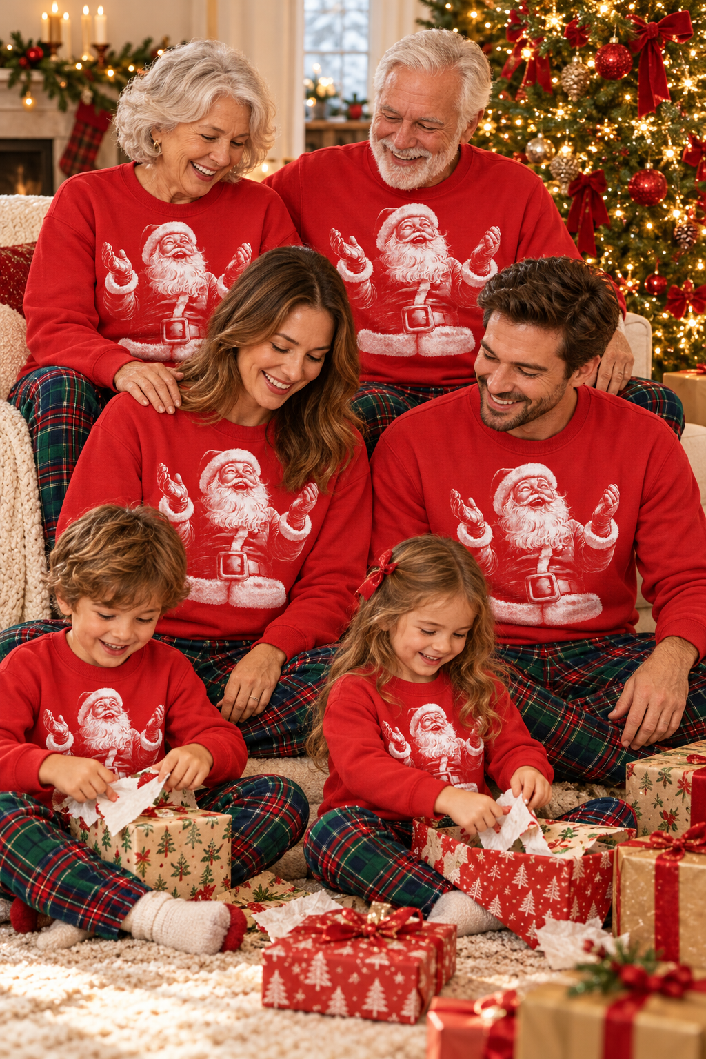 Matching red vintage Santa grandparents mockup