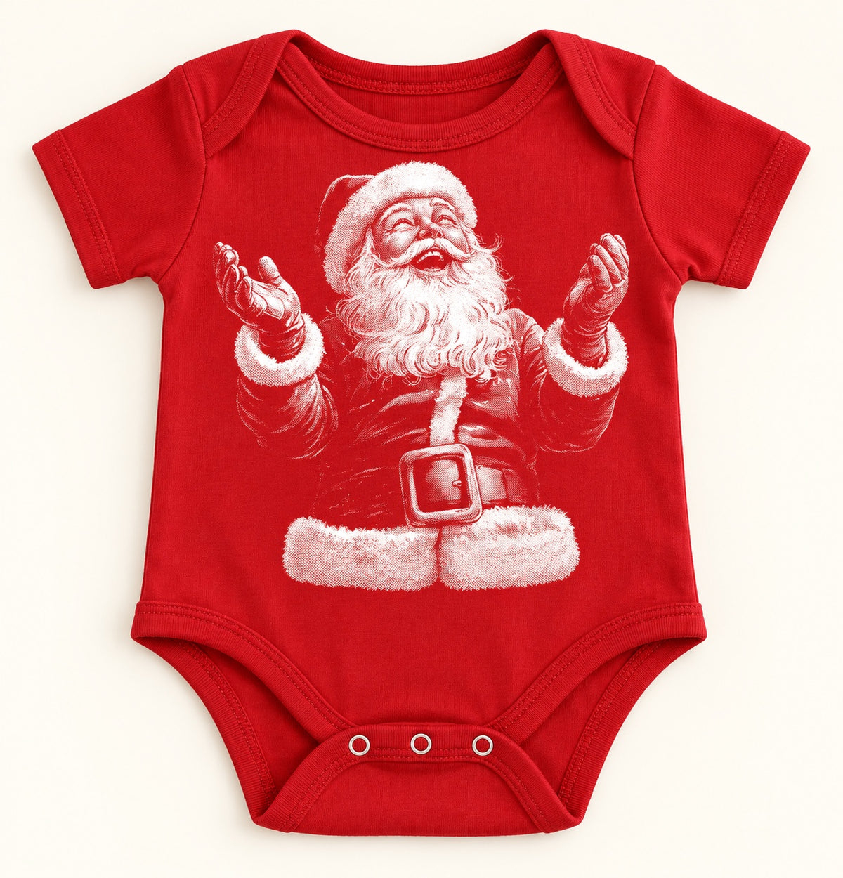 Matching red vintage Santa onesie mockup