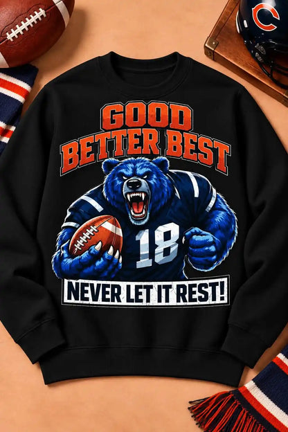 Never Let it Rest Bears Football Gildan Crewneck Sweatshirt