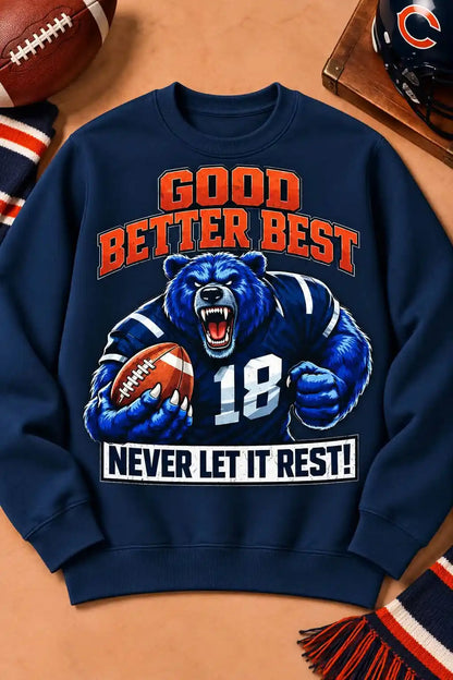Never Let it Rest Bears Football Gildan Crewneck Sweatshirt