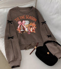 'Tis the Season brown cropped bow crewneck sweatshirt